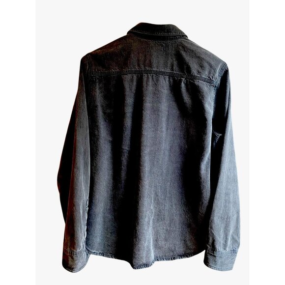 QUINCE BLACK WASHED BUTTON FRONT 100% COTTON SHIRT SZ LARGE - Picture 3 of 4